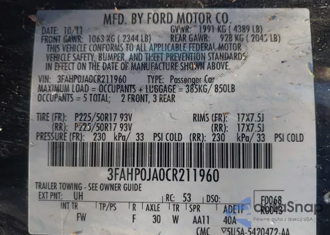 2012 Ford Fusion Sel из США, поврежденный, VIN 3FAHP0JA0CR211960